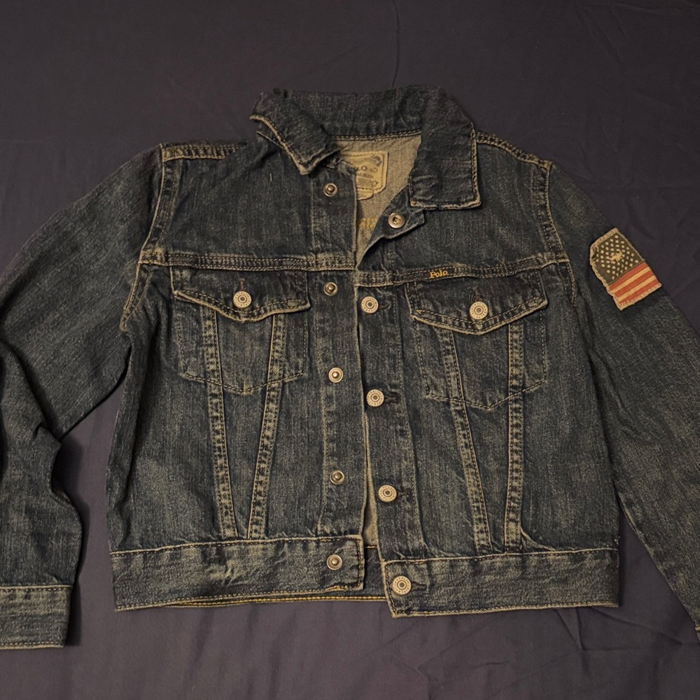Polo Ralph Lauren little boys American Flag Patch Denim Trucker Jacket